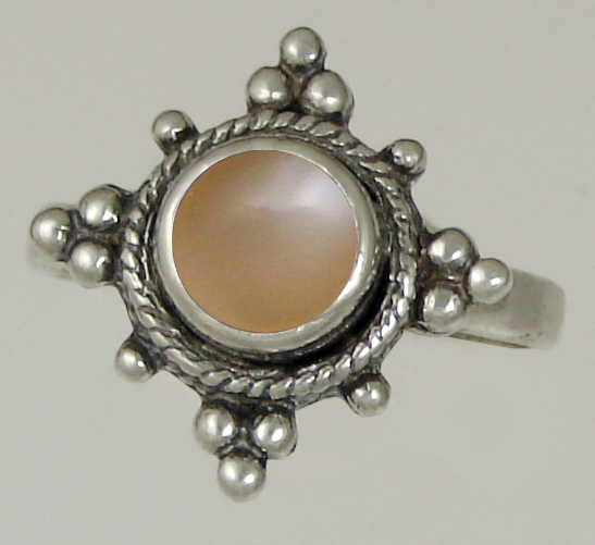 Sterling Silver Gemstone Ring With Peach Moonstone Size 8